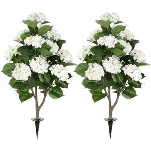 2Pack 3FT Artificial Hydrangea Trees with Spikes Realistic Hydrangea Artificial Flowers for Outdoor & Indoor Dcor, Perfect Faux Hydrangea Flowers Tree for Home, Patio & Garden, White