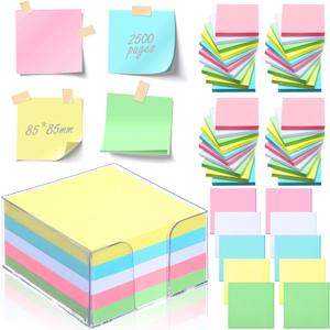 Janlaugh 2500 Sheets 3.4'' x 3.4'' Non Sticky Notes Memo Cube Office Memo Pads with Cube Loose Paper Notes Cube for Home Blank Office Taking Notes and Reminders Writing Supplies(Pastel Colors)