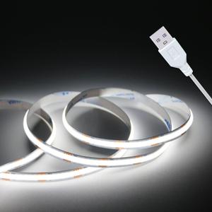 Led Strip Lights, 5V USB LED Lighting COB Short LED Strip Light White Flexible Not Dimmable led Light for Display Cabinet, Living Room,DIY Home COB Lighting Decor tv Lights (3.28FT 6500K)