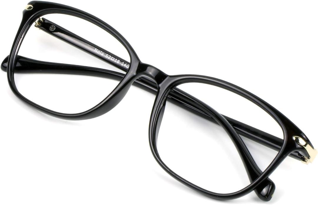 VisionGlobal Blue Light Blocking Glasses for Women/Men, Anti Eyestrain, Computer Reading, TV Glasses, Stylish Square Frame, Anti Glare(Black,+4.00 Magnification) (05_nola_black)