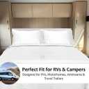 Shreem Linen Microfiber RV Sheet Sets, 70x80 Camper King, White Solid - Fits Mattresses up to 8 Inches Deep, 4 Piece RV Bed Sheets for Campers, Motorhomes, and Travel Trailers