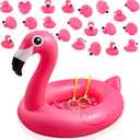 WinnerWhy Flamingo Pond Matching Game for Kids, Inflatable Flamingo Pool with Pump and 20 Numbered Floating Flamingos, Carnival Birthday Party for Summer Festival Field Day Backyard Water Games