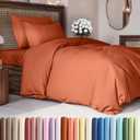 Duvet Cover Twin/Twin XL Size Set - Extra Soft Duvet Cover 68 x 90 with 1 Pillow Sham - Hotel Luxury, Easy Care and Fade Free with Zipper Closures & Ties - Comfy, Breathable Bedding Set (Terracotta) (29 - Terracotta (No Comforter))