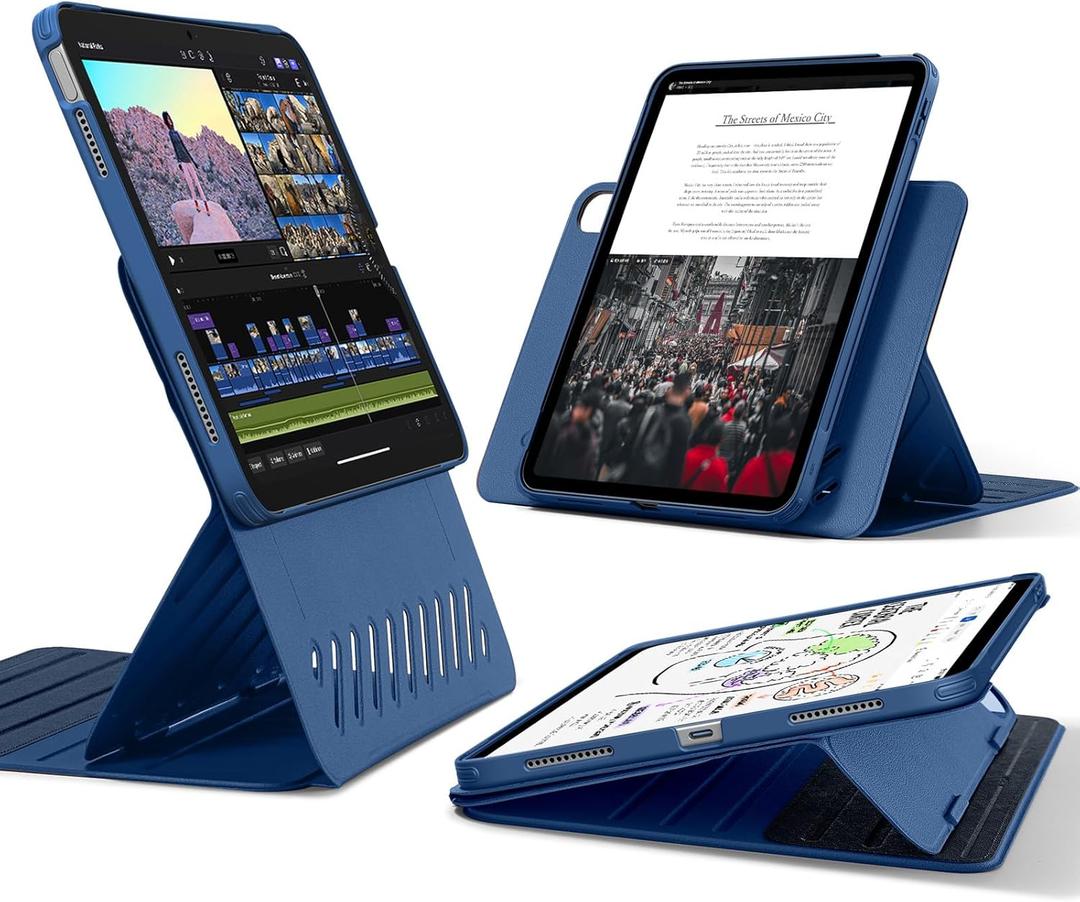 ESR for iPad A16 Case, iPad 11th/10th Generation Case (2025/2022), Removable Magnetic Cover, Adjustable Portrait/Landscape Stand with Raised Screen View, 9 Standing Angles, Blue