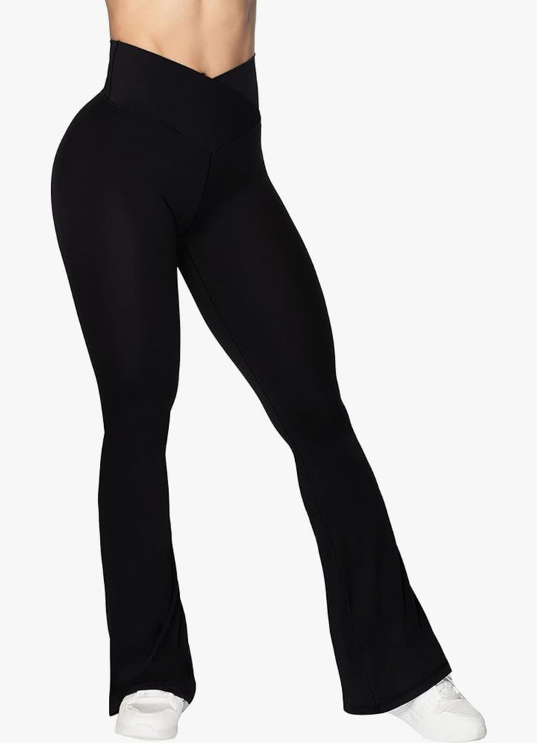 Sunzel Flare Leggings, Crossover Yoga Pants with Tummy Control, High-Waisted and Wide Leg M 