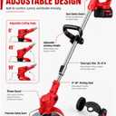 Cordless Weed Wacker with Wheels, 880W Electric Weed Eater with 2 x Batteries, 3-in-1 Battery Powered Grass Trimmer/Brush Cutter with 5 Types Saw Blades