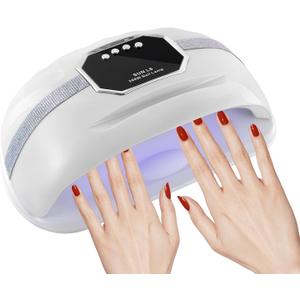 UV LED Nail Lamp for Two Hand, 268W Nail Dryer for Gel Polish, Large Space UV Light for Nails,45 LED Beads and Professional Manicure Nail Lamp with Automatic Sensor (White)