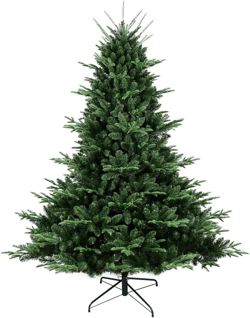 Unlit Outdoor Christmas Tree - Leheyhey 7ft Artificial Holiday Christmas Pine Tree - Hinged Spruce Holiday Xmas Tree for Home, Office, Party Decoration with 2296 PE&PVC Mixed Branch Tips