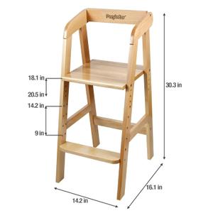 PandaEar Wooden High Chair for Toddlers, Adjustable Child Highchair Feeding Chair with Removable Cushion & Steps for Kids Dining, Eating, Studyin (Natural)