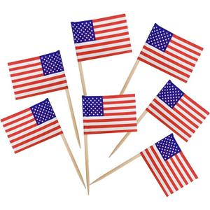BLUE TOP 225 Pcs USA American Flag Toothpick Flags,Small Toothpick Mini Stick Cupcake Toppers Olympic Games Celebration Party Decoration Celebration Cocktail picks for Party Bar Sport events.