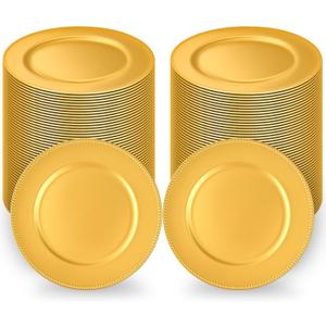 100Pcs Gold Charger Plates Bulk Wedding - 13" Premium Gold Chargers for Dinner Plates, Decorative Charger Plates for Events & Parties