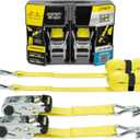 SmartStraps 14 Ratchet Straps, 2 Pack 5,000lbs Break Strength, 1,667lbs Safe Work Load Commercial Tie Down Straps for Heavy Duty Cargo, Haul Equipment and Vehicles