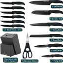 Home Hero Kitchen Knife Set - 15 PCS Black Knife Set with Block and Sharpener - Stainless Steel Knife Set - Ergonomic Handles - Includes Steak Knives Set of 6 - Knife Block Set for Kitchen
