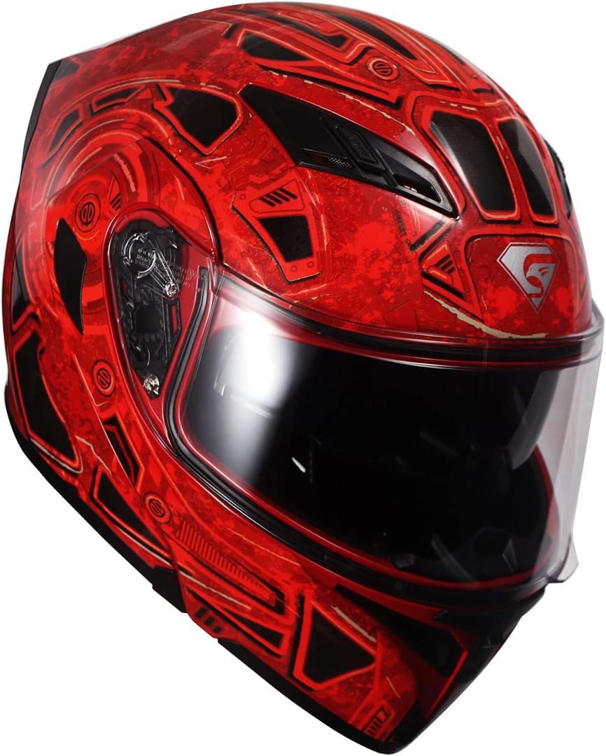 KYPARA Motorcycle Dual Visor Flip up Modular Full Face Helmet with DOT Certification of Impressionism (X-Large)
