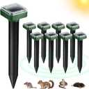 8 Pack Solar Mole Repellent Ultrasonic Gopher Repellent Outdoor Vole Chaser Sonic Mole Deterrent Stake Spikes Waterproof, Keep Moles, Gophers, Voles, Snakes, Groundhogs, Chipmunks Out of Yard Lawn