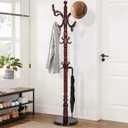 Wooden Coat Rack Freestanding, Vintage Coat Racks with Sturdy Round Base, Adjustable Height 37.40"-72.83" Entrance Coat Rack for Bedroom Living Room Entryway (Solid wood Rosewood)