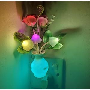 AUSAYE 1Pack Plug in LED Night Light Auto Dusk to Dawn Sensor,0.5W Energy Saving Lamp Dream Nightlight Rose Flower Mushroom Night Lights for Kids Adults Bedroom,Bathroom,Living Room,Kitchen,Hallway