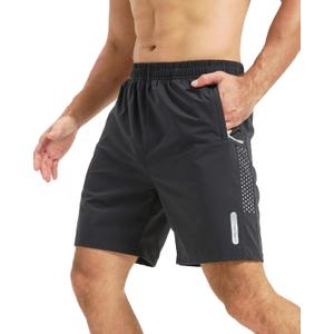 Men's Athletic Shorts Quick Dry Workout Shorts 5" Lightweight Hiking Linerless (X-Large, Black)