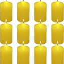 12 Pack 2x3 Inch Citronella Pillar Candles Outdoor Indoor, 22 Hours Dripless Smokeless Yellow Candles for for Home Garden Pool Porch