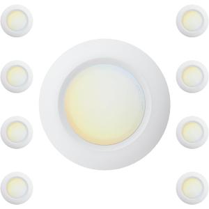 9 Inch LED Disk Light 5CCT Field Selectable Low Profile Screw in Surface Mount Ceiling Light, Round, 18W, 1500 Lumens, CRI80, 5CCT, Driverless, Dimmable, ETL & Wet Listed(8 Packs)