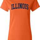 Wild Bobby State of Illinois College Style White Fashion Womens T-Shirt, Orange, Medium