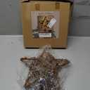Twinkle Star Christmas Star Tree Topper, Rustic Rattan Treetop with 15 LED Lights Christmas Tree Holiday Xmas Party Decorations, 12.2 Inch (H)
