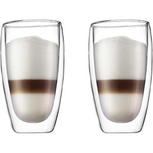 Bodum 15oz Pavina Double Wall High-Heat Borosilicate Glass, Set of 2, Clear