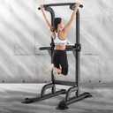 SogesPower Power Tower Dip Station Pull Up Bar for Home Gym Adjustable Height Strength Training Workout Equipment,Pull Up Bar Station (Black)