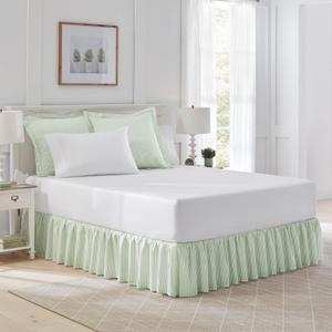 Laura Ashley Home - Cotton Ruffled Bedskirt, Lightweight Home Decor with Classic Style (Blue, King) (Full, Green)