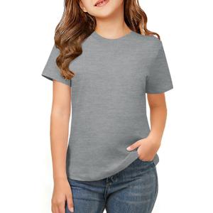 ZDC Girls Short Sleeve Shirts Crewneck T Shirts Kids Summer Tops Basic Tees 5-14 Years (Gray)