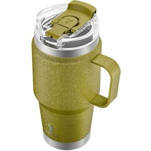 Meoky 24oz Travel Mug, Triple Insulated Stainless Steel Tumbler with Handle and 2-in-1 Straw and Sip Lid, 100% Leak Proof, Keeps Cold for 24 Hours or Hot for 8 Hours, Cupholder Friendly (Forest)