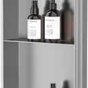 Neodrain 2-Tier Shower Niche Rimless 12X24 Inch Brushed Wall Niche Stainless Steel Bathroom Niches Shelf NO Tile Needed Recessed Cabinet Cubby Shower for Bathroom Storage