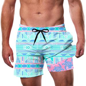 Cozople Men's Swim Trunks with Compression Liner 5.5" Inseam Quick Dry Bathing Suit Boxer Brief Lined Swim Shorts Swimwear (S)
