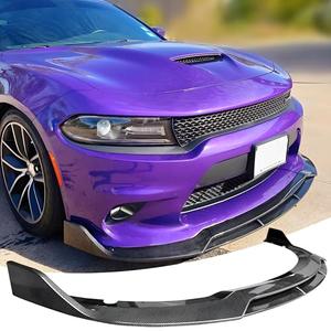 NEESPOC Front Bumper Lip Splitter Spoiler Fit for Dodge Charger SRT Hellcat/RT Scat Pack/Daytona/RT 392 2015-2023 Carbon Fiber Style Coating 4pcs Accessories Air Chin Body Kit