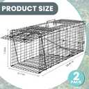 2 x Qualirey 2 Pack Live Animal Trap Cage 24.41 x 7.09 x 8.27 Inch Cat Trap Cage Foldable Steel Humane Catch and Release Animal for Groundhog Squirrel Raccoon Mole Gopher(Black)