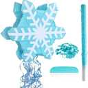 Winter Piñata Snowflake Piñata Wonderland Themed Pinata with Stick Confetti and Blindfold for Winter Princess Birthday Party Supplies Decorations