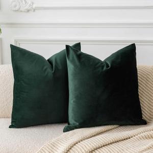 JUSPURBET Army Green Couch Pillow Covers Set of 2 Decorative Velvet Throw Pillow Covers Cases for Living Room Bedroom Home Decor Soft Cushion Covers with Hidden Zipper for Sofa Bed 24x24 inch