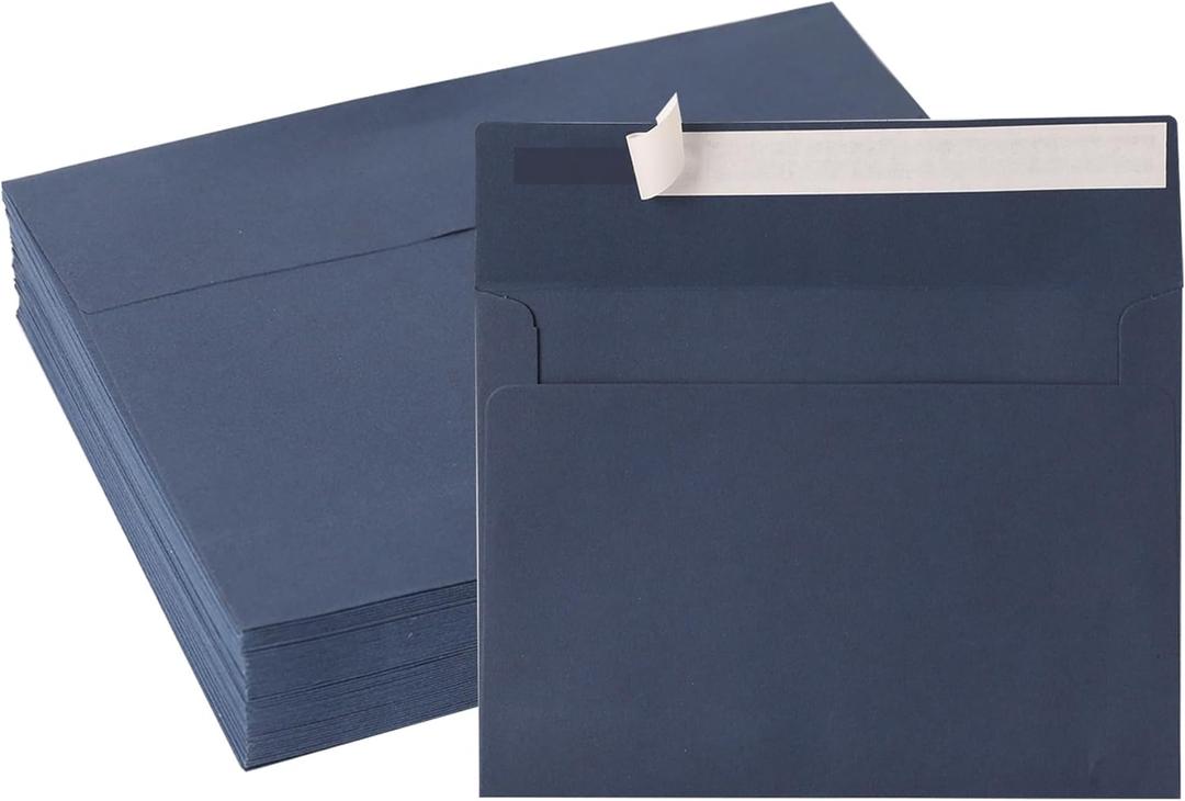 Blue & Navy Blue Envelopes, 50 Pack - A7, 5 x 7 Inch, 120gsm Paper for Invitations, Weddings, Birthdays & Personalized Gifts