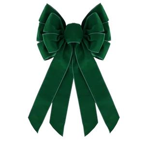 Ftuuo Large Green Velvet Christmas Wreath Bow, 11 * 21" Xmas Premade Vintage Velvet Bow for Wreaths for Indoor Outdoor Tree Topper Door Garland Holiday Party Winter Decor