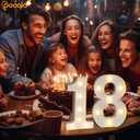 Pooqla 18th Birthday Decorations for Girls Boys, Light Up Number 18 for Party Table Decorations, 18th Birthday Gift for Her Him, Backdrop Wall Decor for 18th Wedding Anniversary Decoration