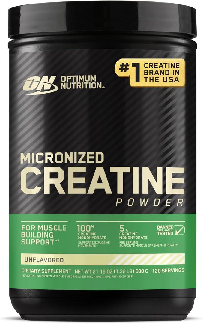 Optimum Nutrition Micronized Creatine Monohydrate Powder, Unflavored, 120 Servings, 600 Grams (Packaging May Vary) (EXP 03/09/28)