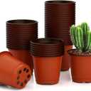 40 PCS Plant Nursery Pots 4 Inch Plant Seedling Pots with Drainage Holes Plastic Plant Flower Pot Small Plastic Seed Starting Pot Starter Containers Office Home Indoor Outdoor