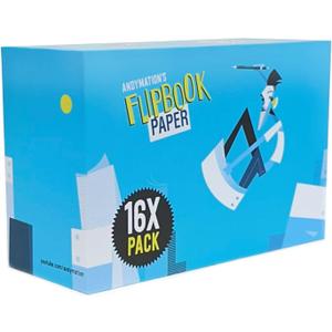 ANDYMATION 16X Flipbook Paper Pack, Refill Paper Sheets for All Andymation Flipbook Kits, Premium pre-drilled Sheets for Perfect Registration, Snap Screws, Enough for 16 Flipbooks.
