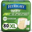 FitRight Adult Diapers, Extra Heavy Absorbency, XL (Waist Size 56in-64in), 80 Count, OptiFit Incontinence Briefs for Men and Women, Disposable, Moisture Wicking, Leak Protection