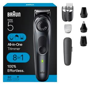 Braun All-in-One Style Kit Series 5 5471, 8-in-1 Trimmer for Men with Beard Trimmer, Body Trimmer for Manscaping, Hair Clippers & More, Ultra-Sharp Blade, 40 Length Settings, Waterproof