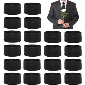 Kakalote 20pcs Mourning Arm Band, Elastic Adjustable Funeral Armband, Running Armband for Walking, Hiking and Biking, No Buckle(Black,20pcs)