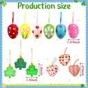 36 Pieces Valentine's Day Heart & St Patrick's Day Shamrock & Easter Egg Ornaments Adorable Heart Shaped Baubles, Clover Baubles & Hanging Egg Decorations for The Perfect Holiday Party