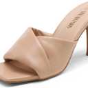 DREAM PAIRS Womens High Stilettos Heels Mules Open Square Toe Slip On Comfort Sexy Dress Pumps Sandals Evening Party Prom Dance Shoes (8.5, Nude)