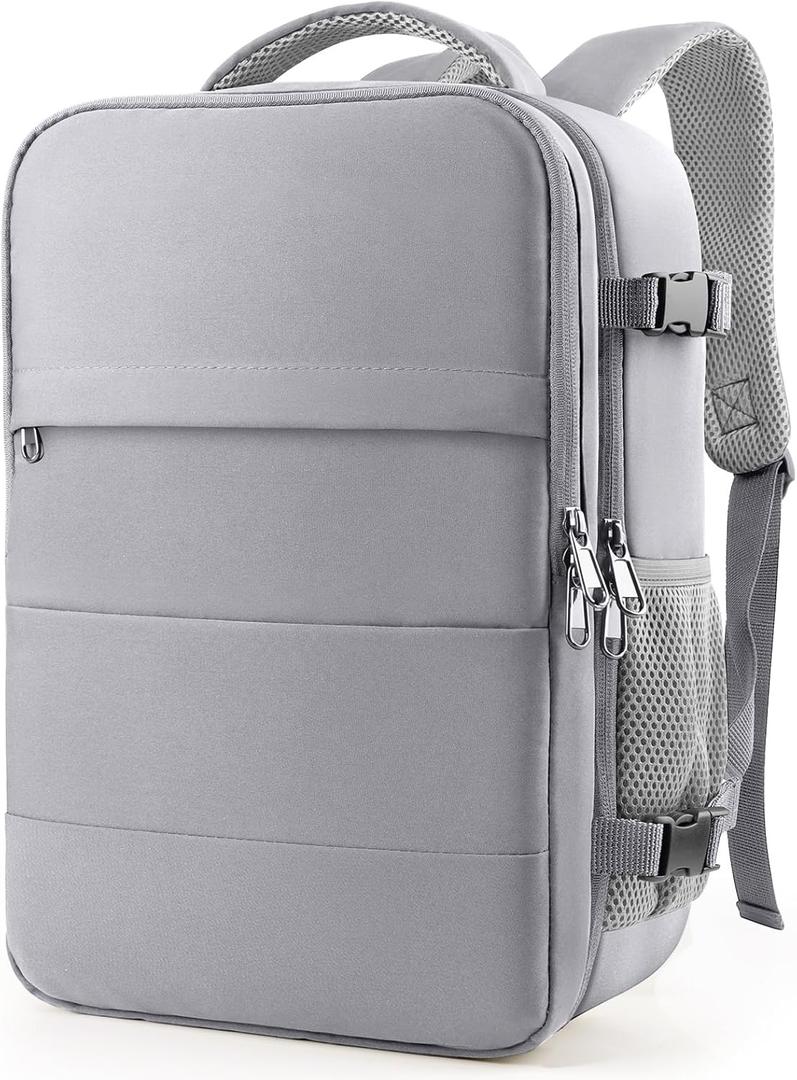 HOTOR Travel Backpack - Flight Approved Travel Bag for Men and Women, Carry on Luggage for 15.6" Laptop and Travel Essentials for Work, Business, Weekender, College 12.8"x8.3"x18.5", Grey
