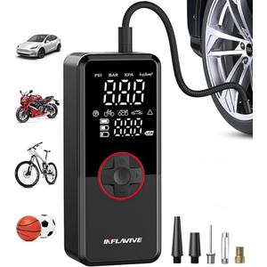 Tire Inflator Portable Air Compressor,150PSI Faster Inflation Cordless Tire Air Pump with Digital Gauge,Auto Shut-Off,LED Light,Electric Air Pump for Car Tires,SUV, Motorcycle, Bike, Balls (Red)